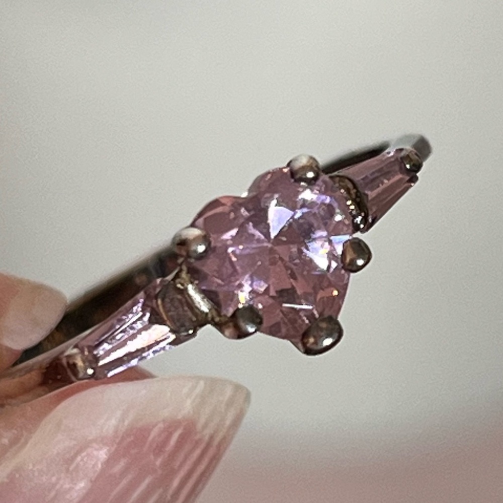 Vintage Pale Pink Heart Sterling silver coquette girl dainty Ring - Picture 12 of 14